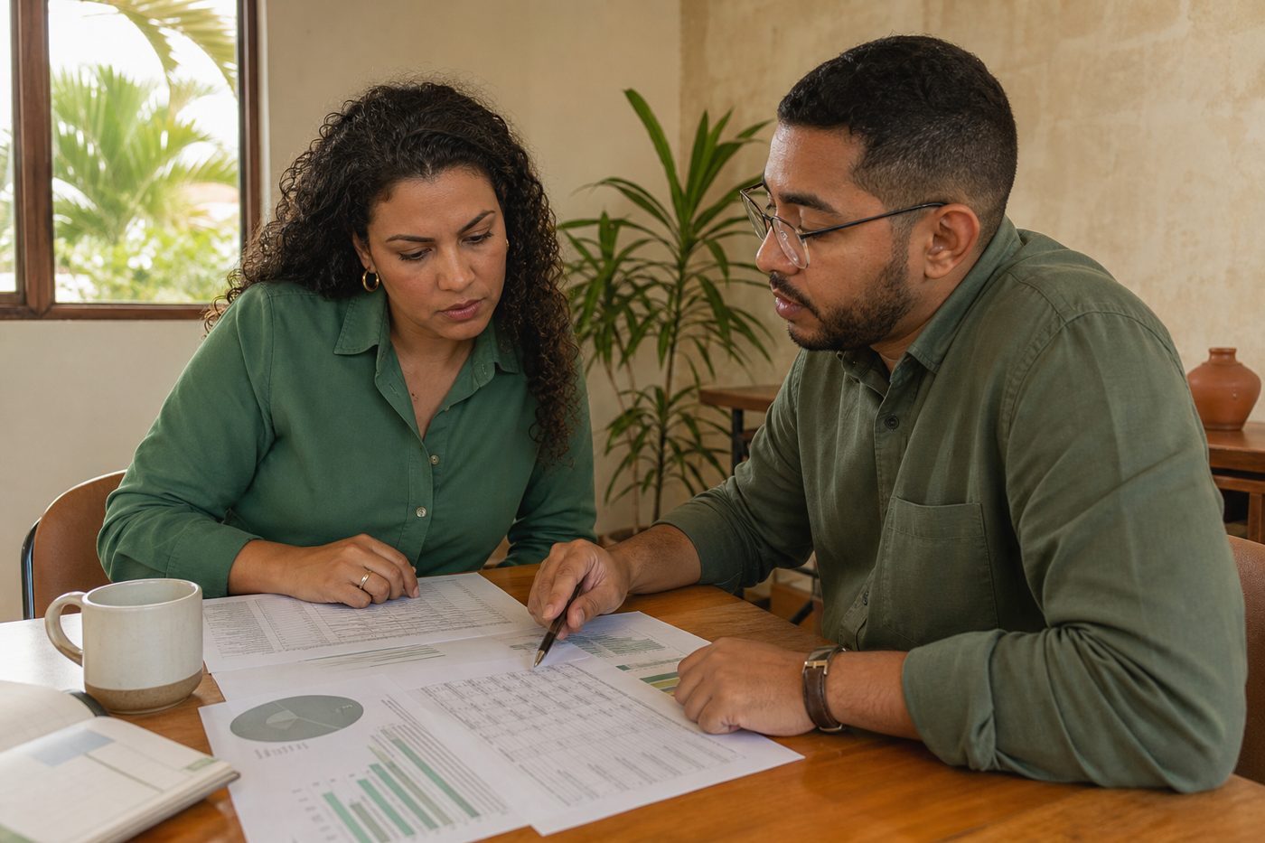 Consultants reviewing documents